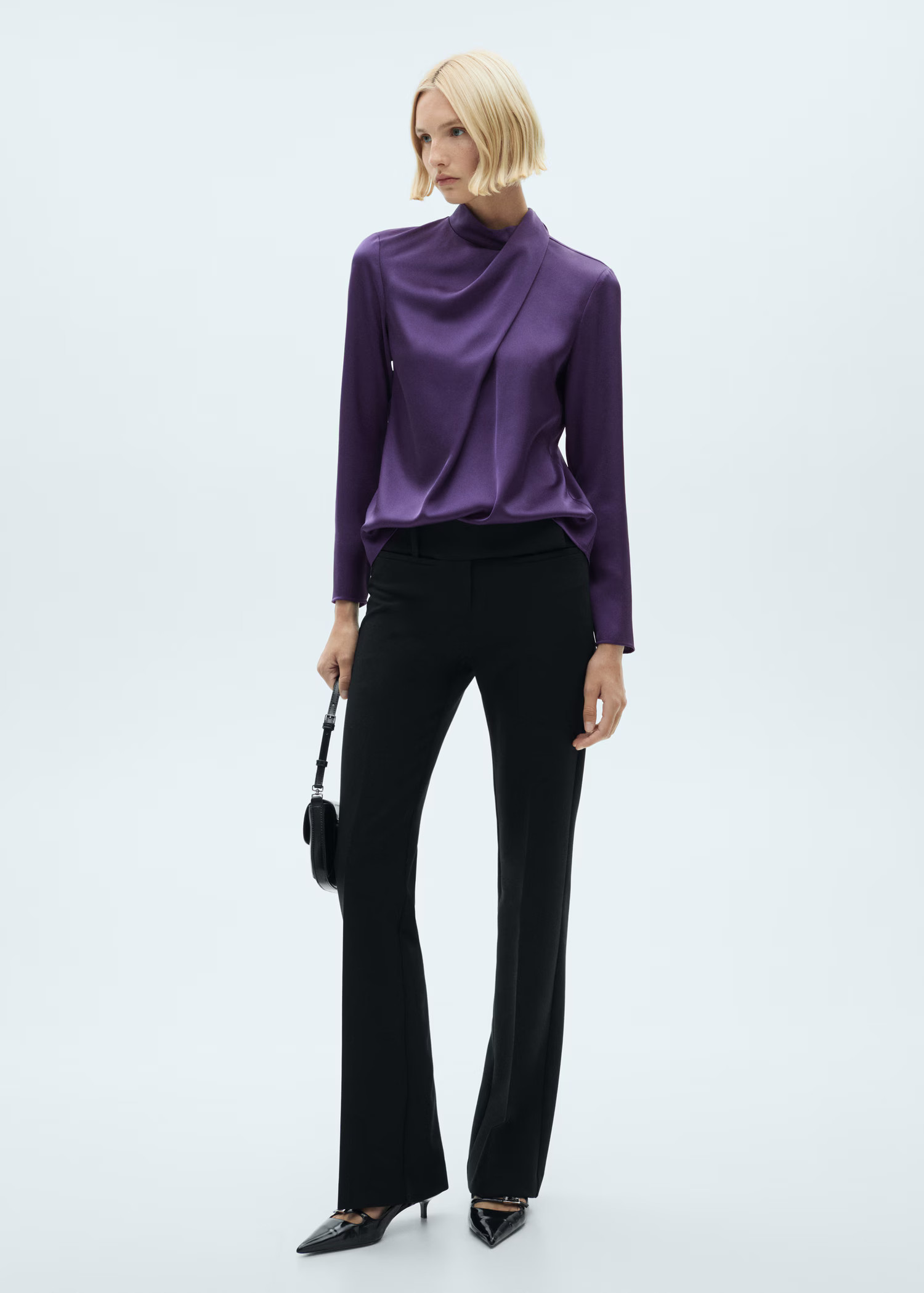 Turtleneck draped satin blouse - Women | MANGO USA | Mango (US/MX/AU)