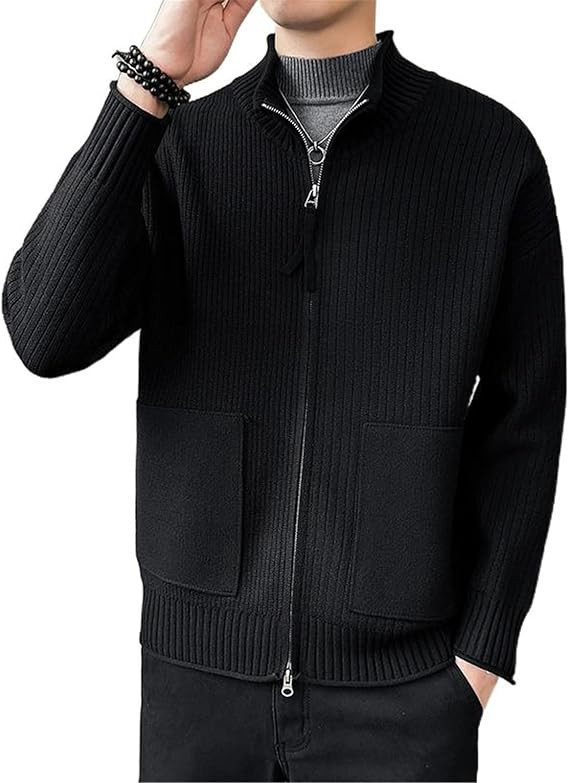 Men's Sweater Japanese Style Spring Autumn Stand Collar Loose Casual Knit Sweaters for Men | Amazon (US)