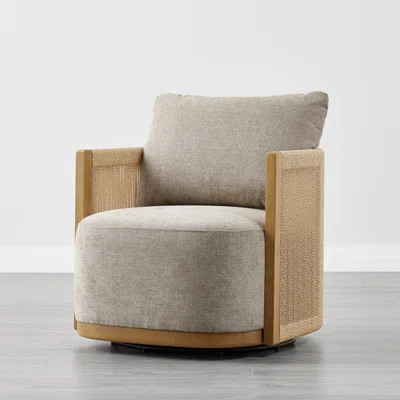 Linen-Blend Upholstered Weave Accent Swivel Chair | Wayfair North America