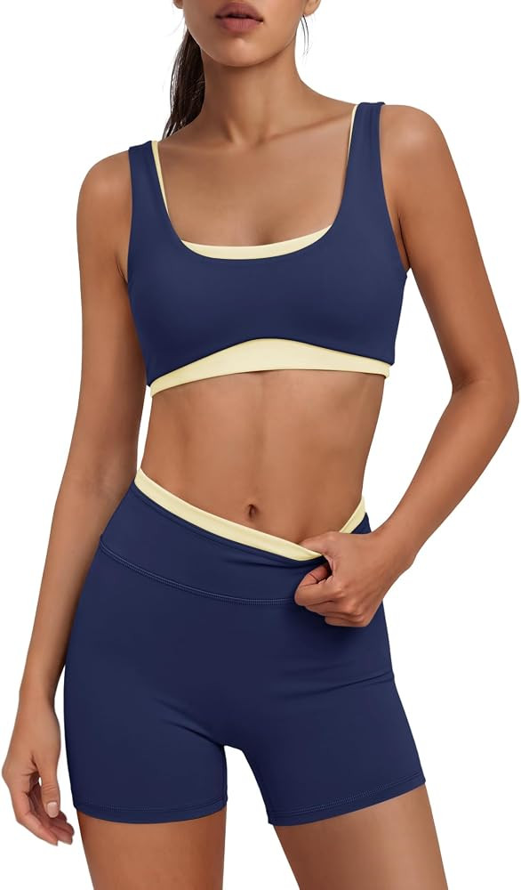 Panadila Womens Layered Workout Set 2 Piece Pilates Outfits | Amazon (US)