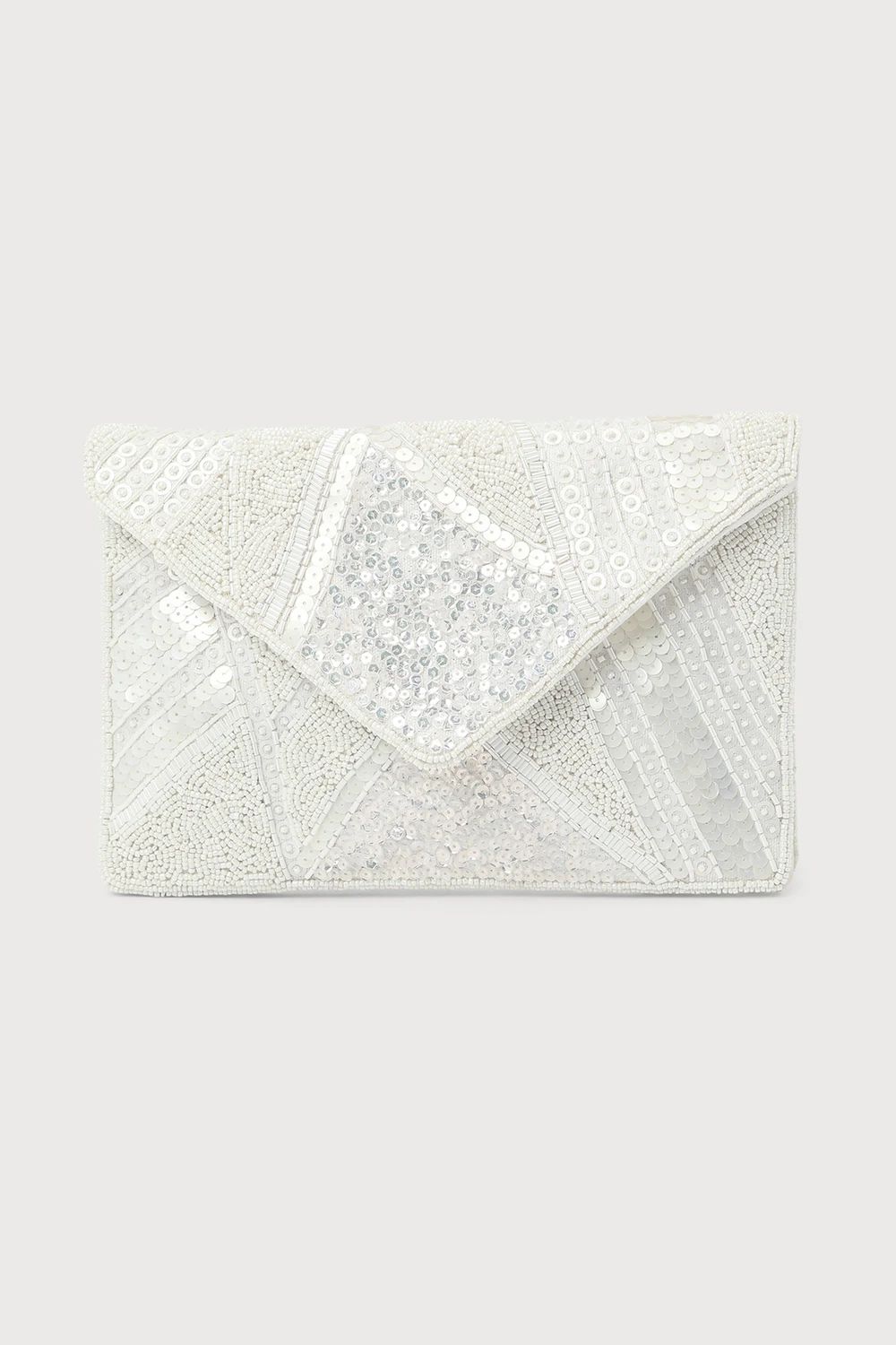 Glam It On White Sequin Beaded Clutch | Lulus (US)