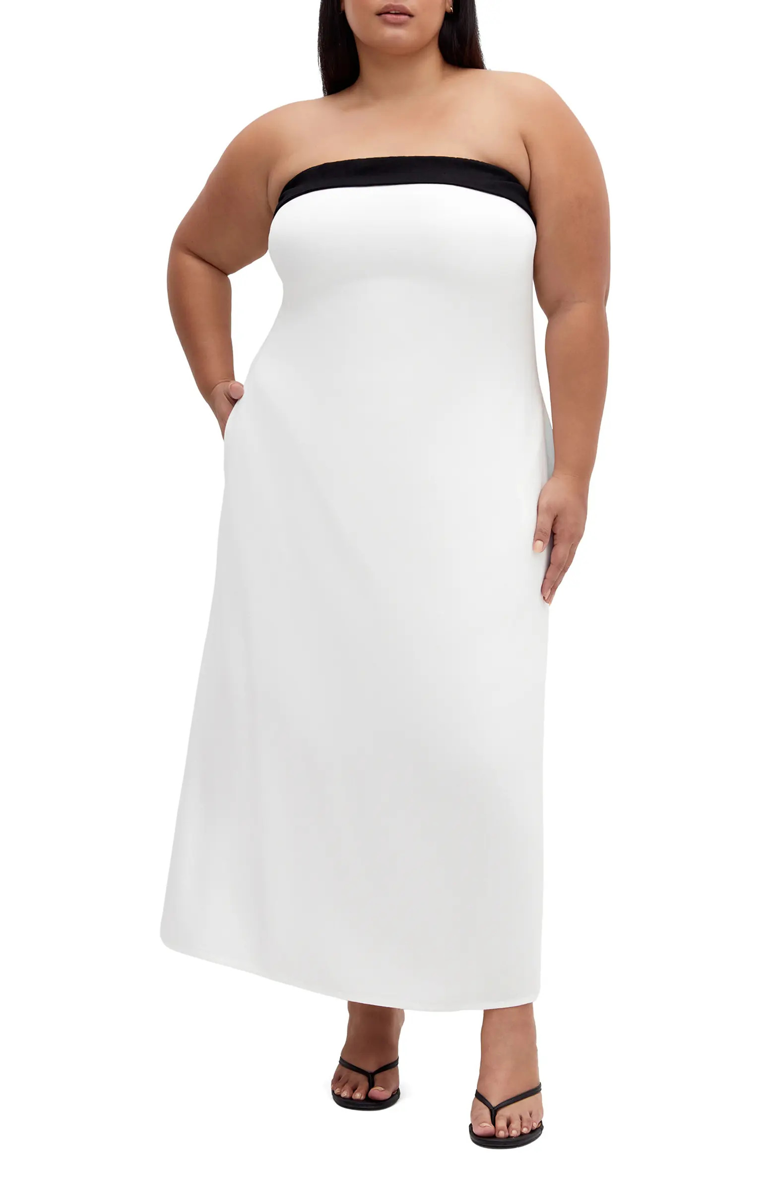 City Chic Lina Contrast Detail Strapless Dress | Nordstrom | Nordstrom