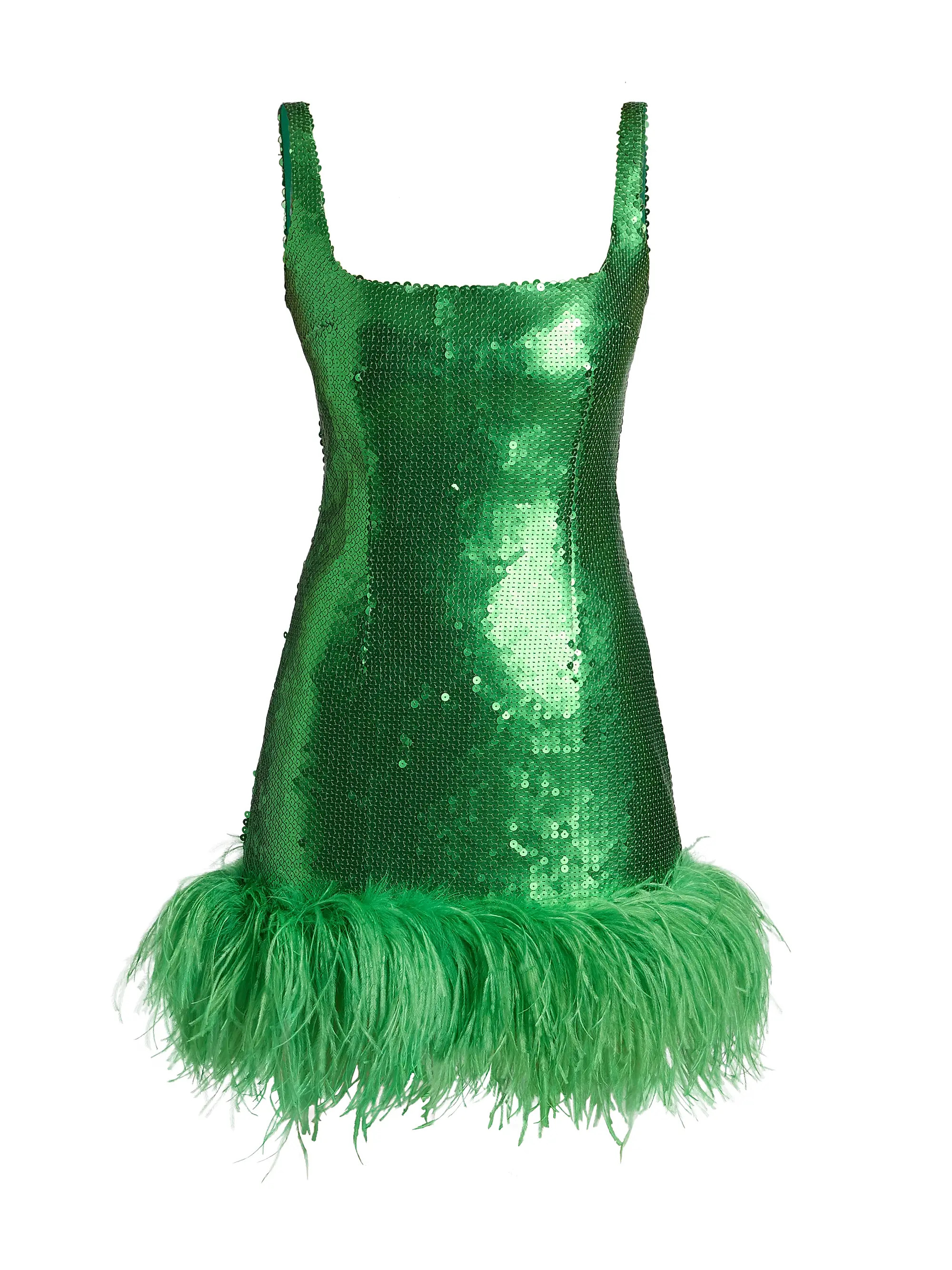 16Arlington Sior Feather-Trimmed Sequined Minidress | Saks Fifth Avenue | Saks Fifth Avenue