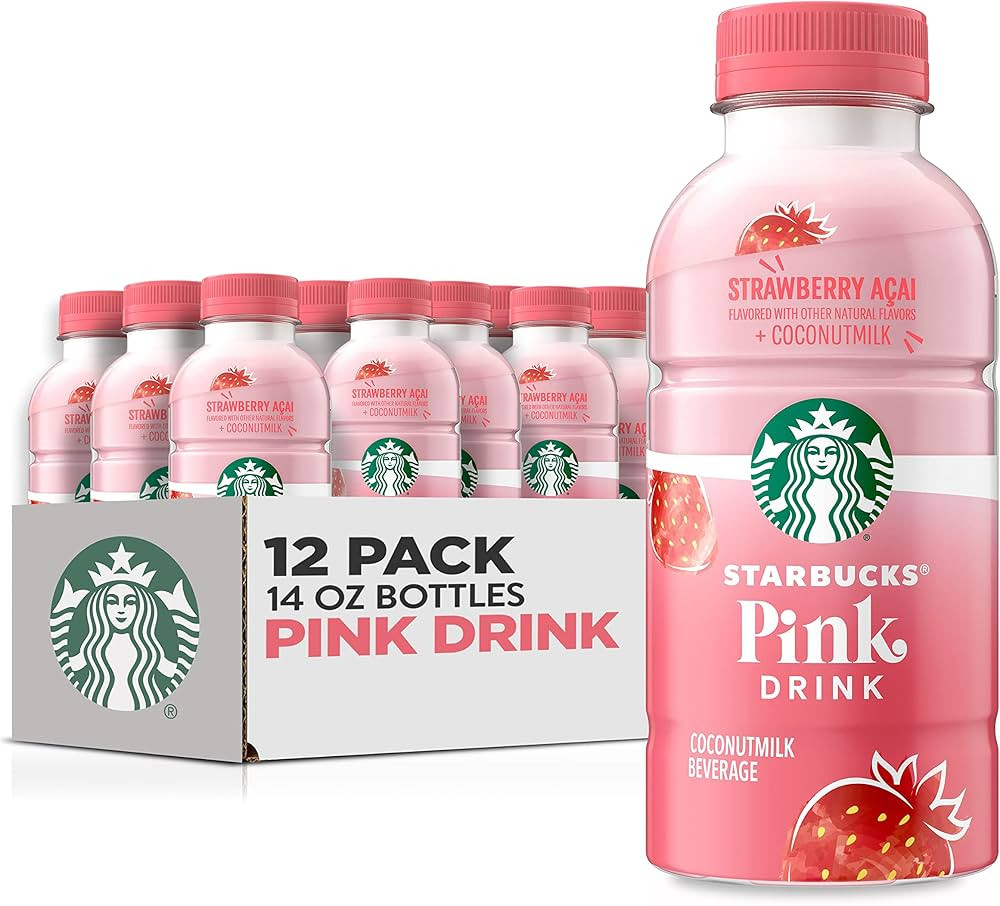 Starbucks Pink Drink, Strawberry Acai with Coconut Milk, 14oz Bottles (12 Pack) | Amazon (US)