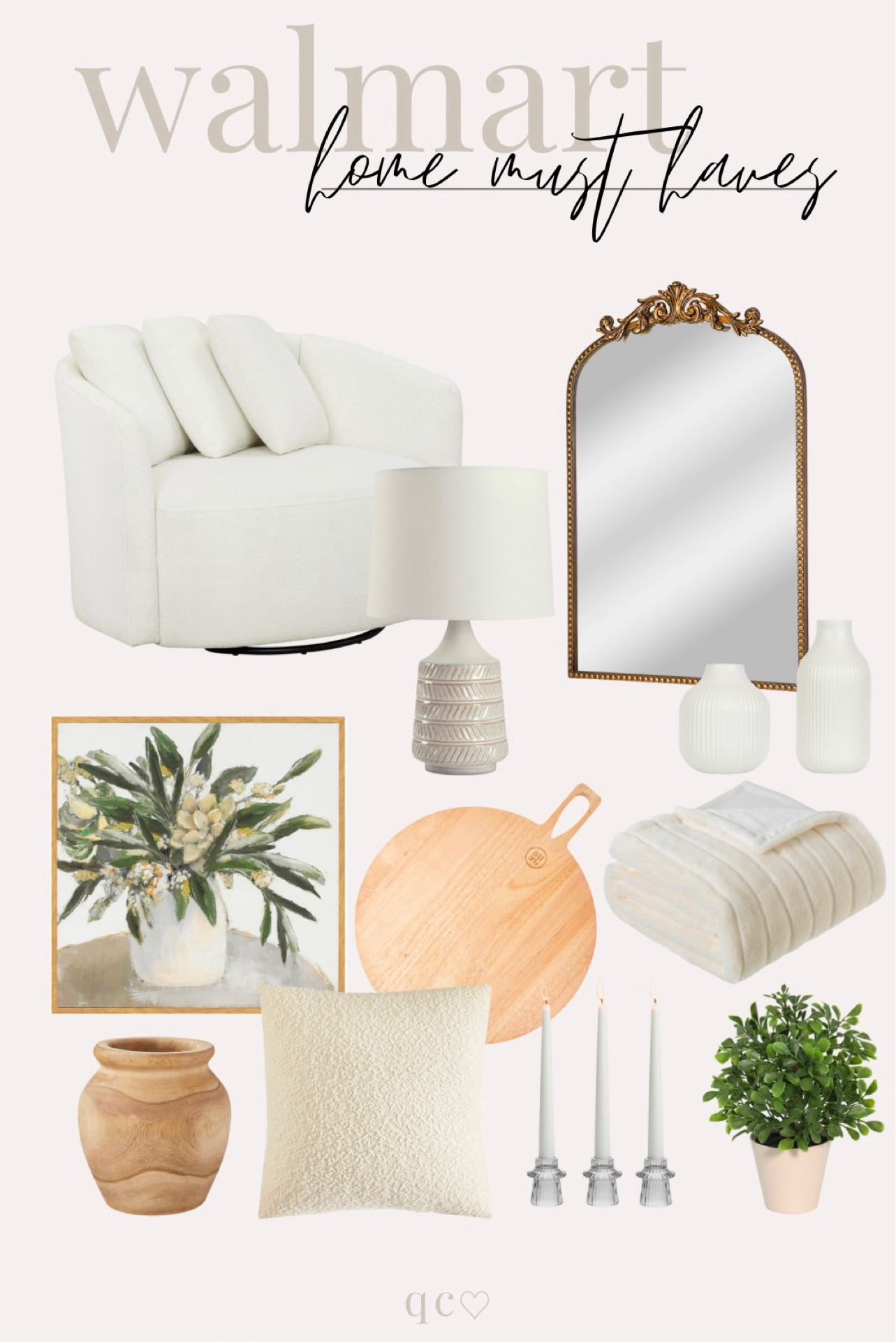 Walmart home decor finds I am loving — just in time for spring 🌿

#walmartpartner #walmart #walmartfinds #walmarthome walmart must haves, walmart favorites, walmart best sellers, walmart furniture finds, boucle chair, swivel chair, viral walmart finds, designer inspired chair, neutral aesthetic, neutral home decor, home furnishings, affordable furniture, beautiful by Drew Barrymore 

#LTKMostLoved #LTKstyletip #LTKhome