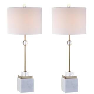 JONATHAN Y Dawson 30 in. Marble/Crystal Table Lamp, Brass (Set of 2) JYL5008A-SET2 - The Home Dep... | The Home Depot