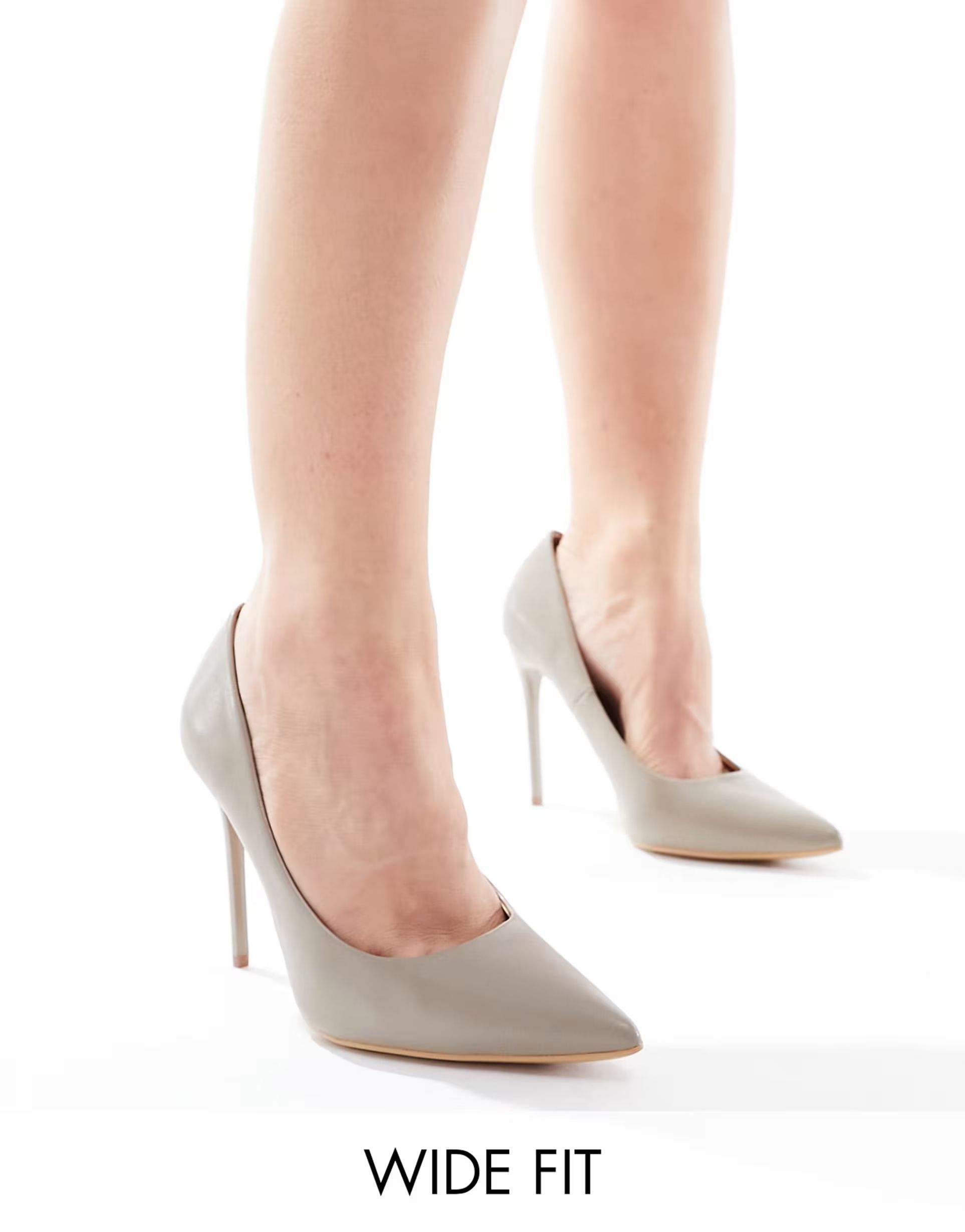 Truffle Collection wide fit high heel court shoe in taupe | ASOS (Global)