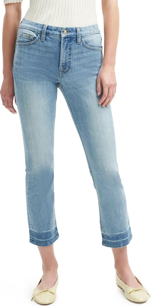 JEN7 High Waist Chew Hem Ankle Straight Leg Jeans | Nordstrom