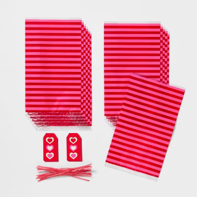 Valentine's Day Giveaways Pink Striped Cello Bag - Spritz™ | Target