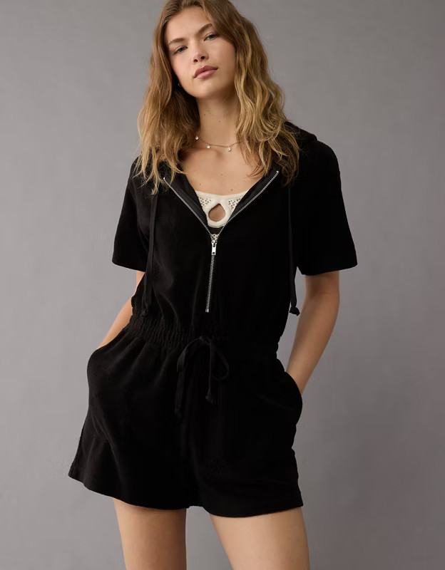 AE Hooded Terry Romper | American Eagle Outfitters (US & CA)