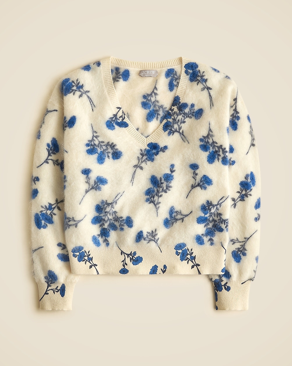 Brushed cashmere V-neck sweater in toile floral print | J. Crew US