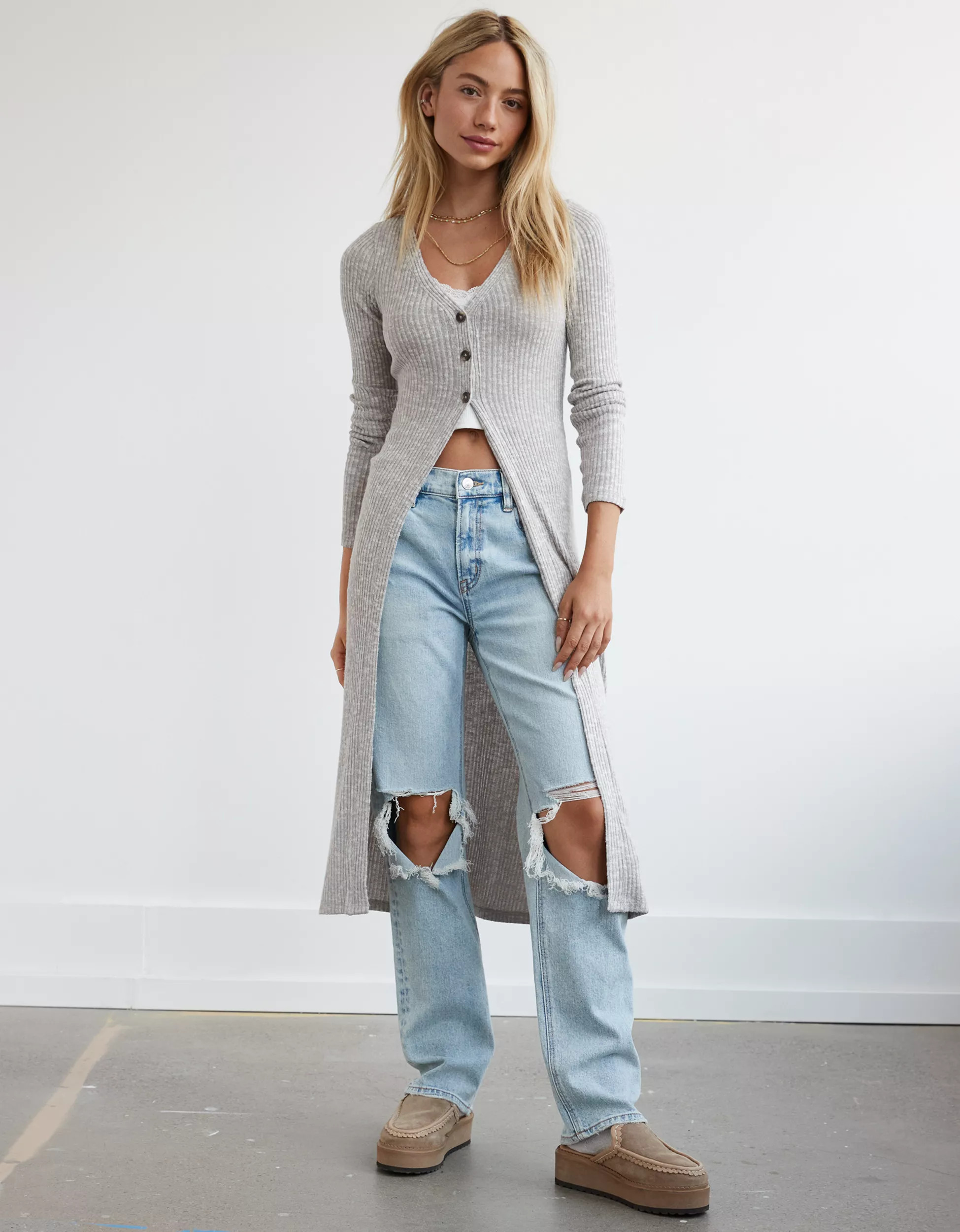 AE Plush Long-Length Cardigan | American Eagle Outfitters (US & CA)