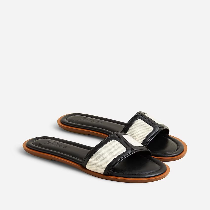 Slide sandals in canvas and leather | J.Crew US