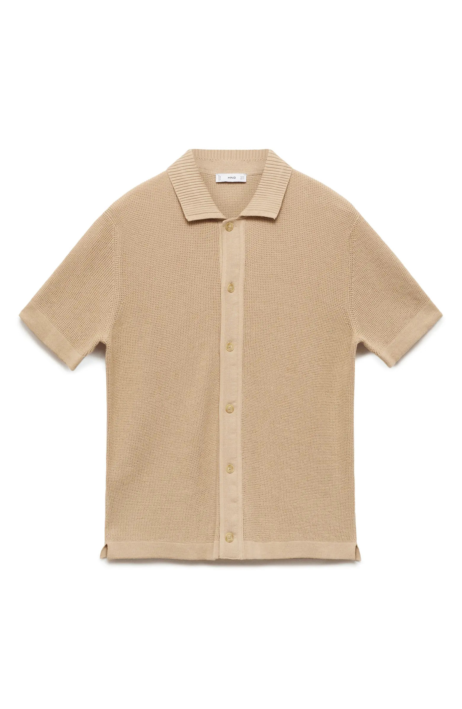 MANGO Short Sleeve Knit Button-Up Shirt | Nordstrom | Nordstrom