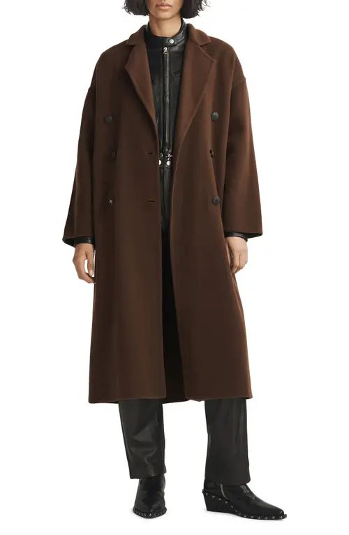 rag & bone Thea Double Breasted Wool Coat in Dark Brown at Nordstrom, Size Xx-Small | Nordstrom