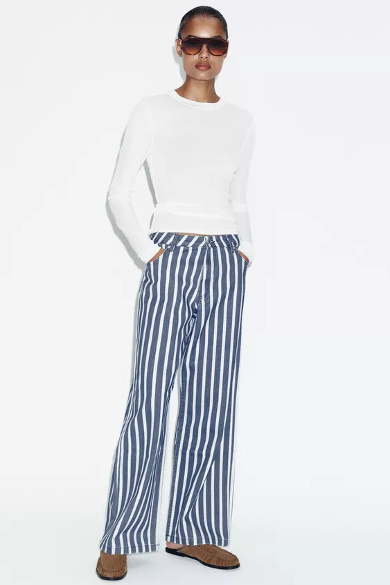ZW COLLECTION LOOSE MID-WAIST STRIPED JEANS | Zara AU