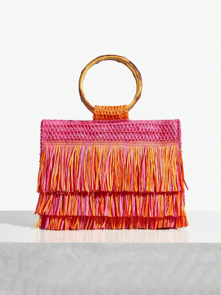 SHEIN SXY Women Tassel Woven Straw Tote Bag | SHEIN USA | SHEIN