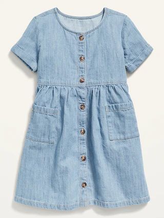 Fit & Flare Button-Front Chambray Dress for Toddler Girls | Old Navy (US)