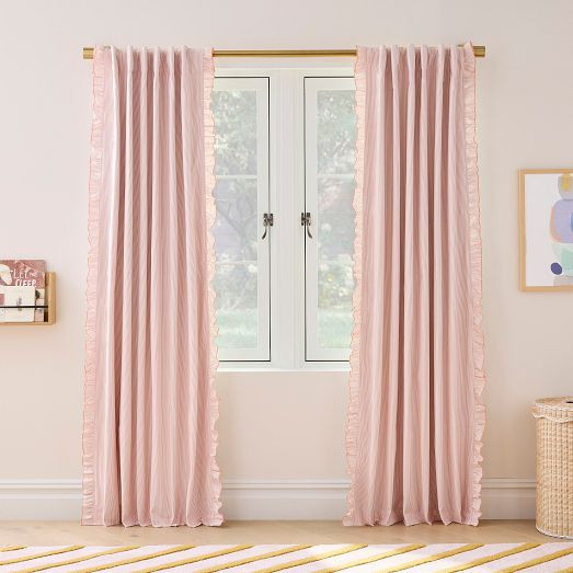 Pinstripe Ruffle Blackout Curtain | West Elm (US)