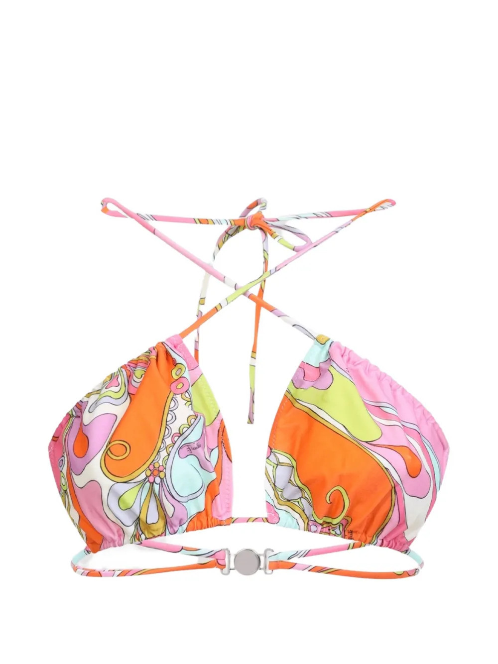 PUCCI abstract-print halterneck bikini top - Orange | Farfetch Global