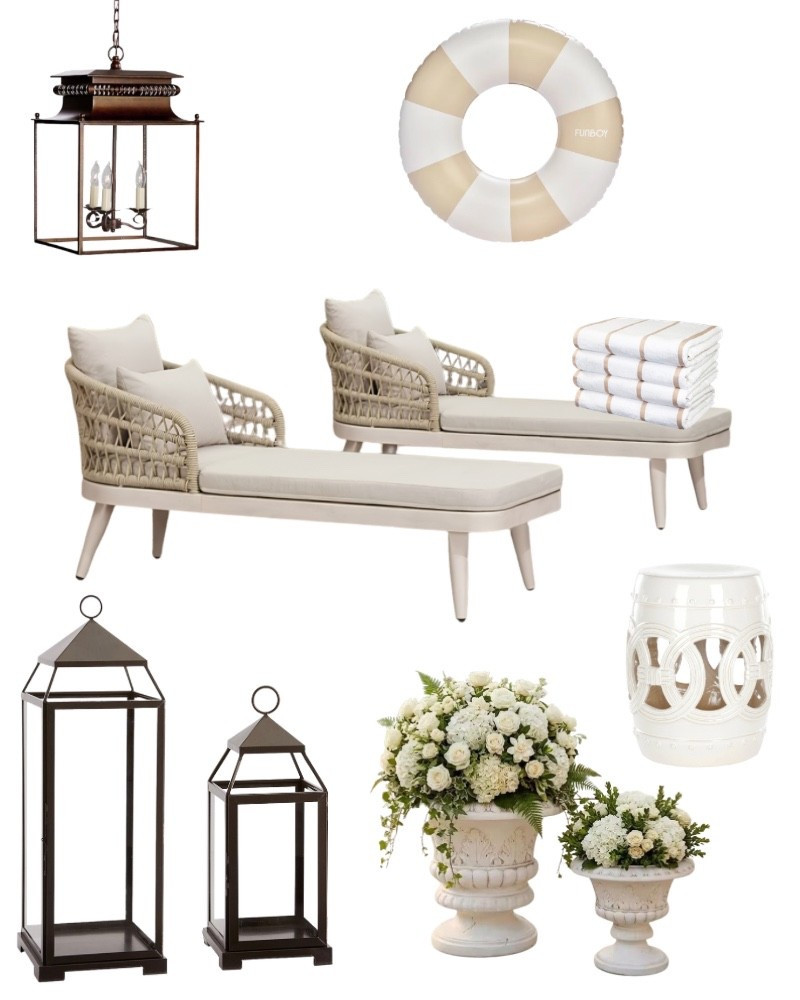 I’m updating my pool area and wanted to share some products that I will be purchasing and already have. These Pottery Barn lanterns are so classic and go with any decor. I love these lounge chairs. They’re not your typical pool chairs, but they are very beautiful. Flower pots, ivory garden stool, pool, floats, neutrals, French, outdoor outdoors, patio.

#LTKHome #LTKSaleAlert