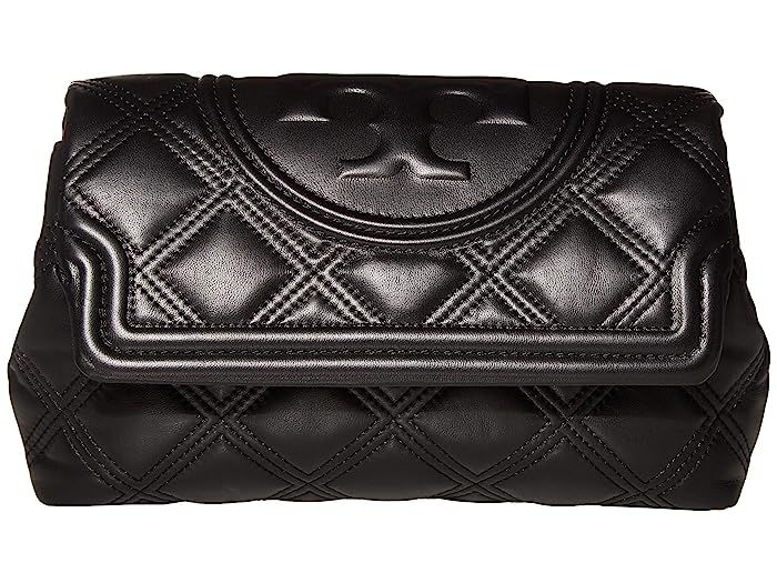 Tory Burch Fleming Soft Clutch (Black) Handbags | Zappos