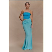 Jasiel Strapless Knit Maxi Dress - Cyan Blue I MESHKI I Size M | MESHKI US