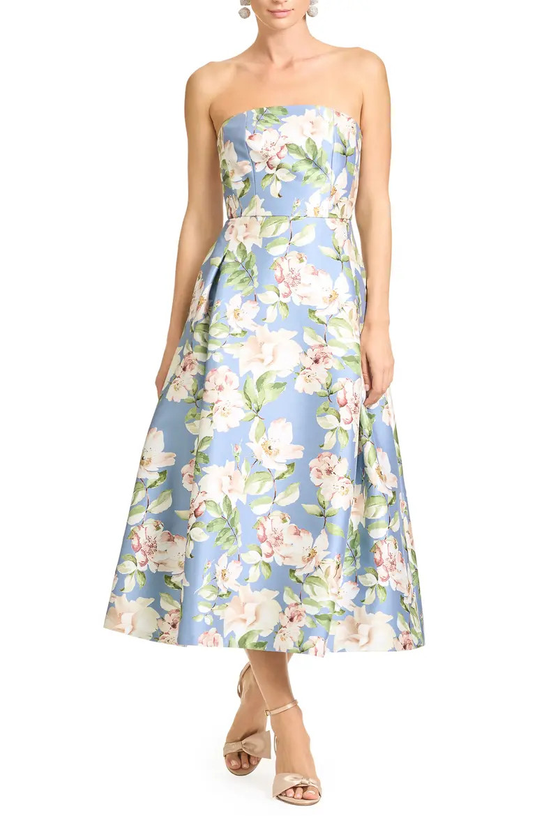 Shay Floral Strapless Cocktail Midi Dress (Women) | Nordstrom | Nordstrom