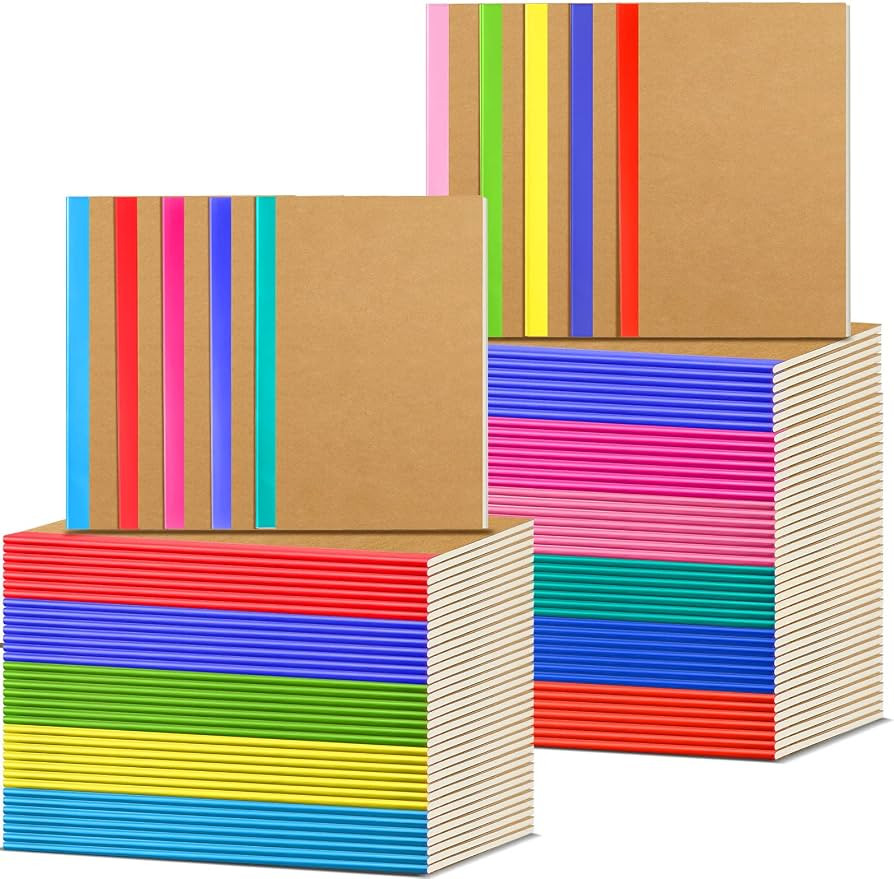 Handepo 100 Pack Kraft Composition Notebooks 60 Pages Ruled Lined Journals Soft Cover Kraft Noteb... | Amazon (US)