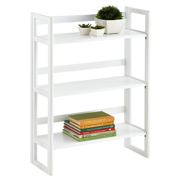 Solid Wood Stackable Folding Bookshelf White | The Container Store