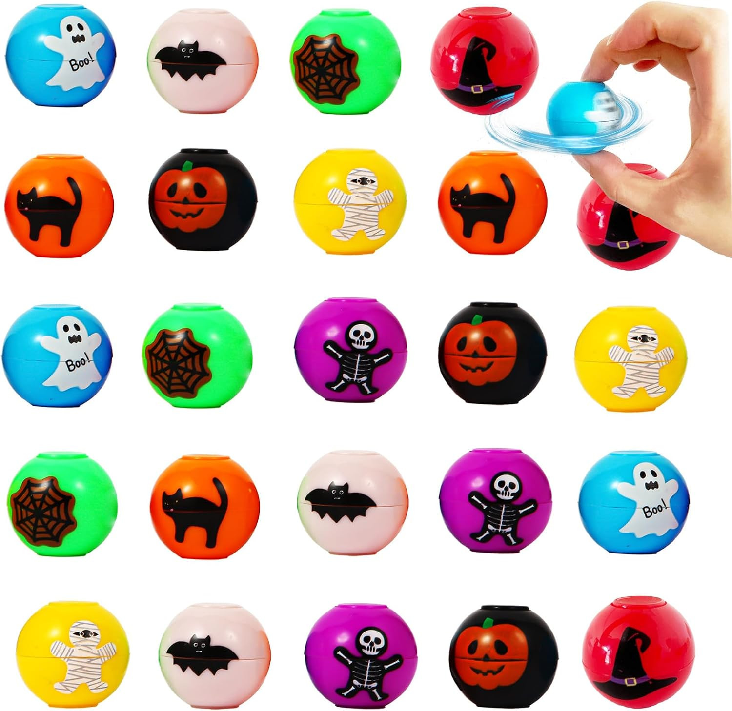 24 Pcs Halloween Mini Fidget Spinners Ball Toys for Kids Adults Halloween Trick or Treat Goodie Bag Fillers Treasure Box Toys for Boys Girls Halloween Party Favors Classroom Prizes | Amazon (US)