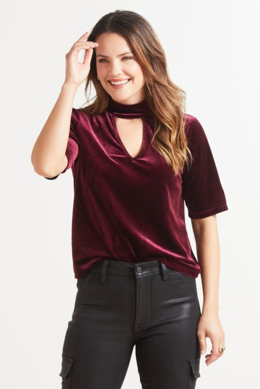ALLISON JOY Alanna Cutout Velour Tee | EVEREVE | Evereve