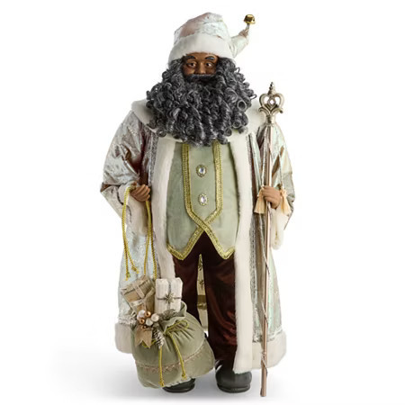 North Pole Trading Co. 36in Sage Coat African American Christmas Santa Figurine, One Size, Green | JCPenney
