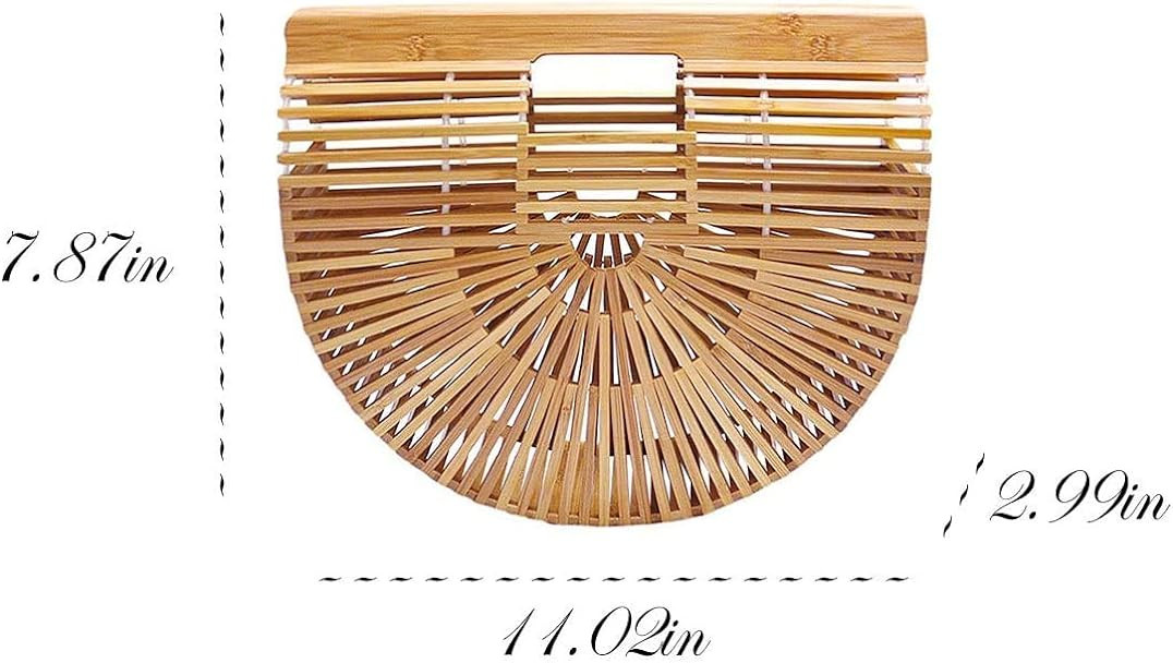 Samuel Bamboo Bags for Women Summer Straw Wooden Beach Purse Handmade Basket Handle Handbags | Amazon (US)