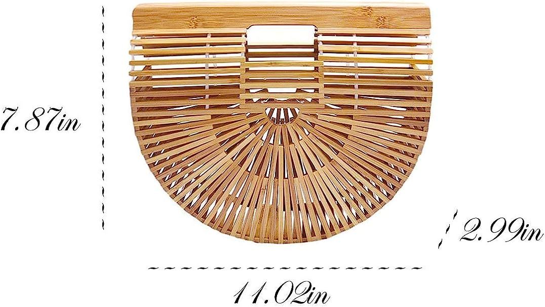 Samuel Bamboo Bags for Women Summer Straw Wooden Beach Purse Handmade Basket Handle Handbags | Amazon (US)