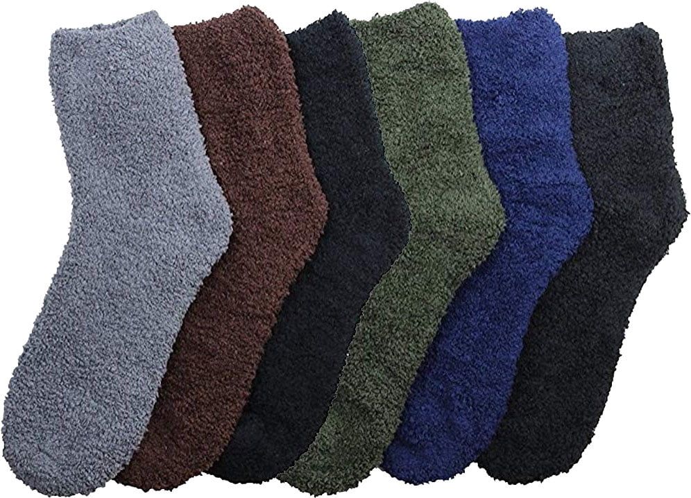 6 Pair of Women Fuzzy Soft Slipper Socks Plush Warm and Cozy Solid or Striped Colors | Walmart (US)