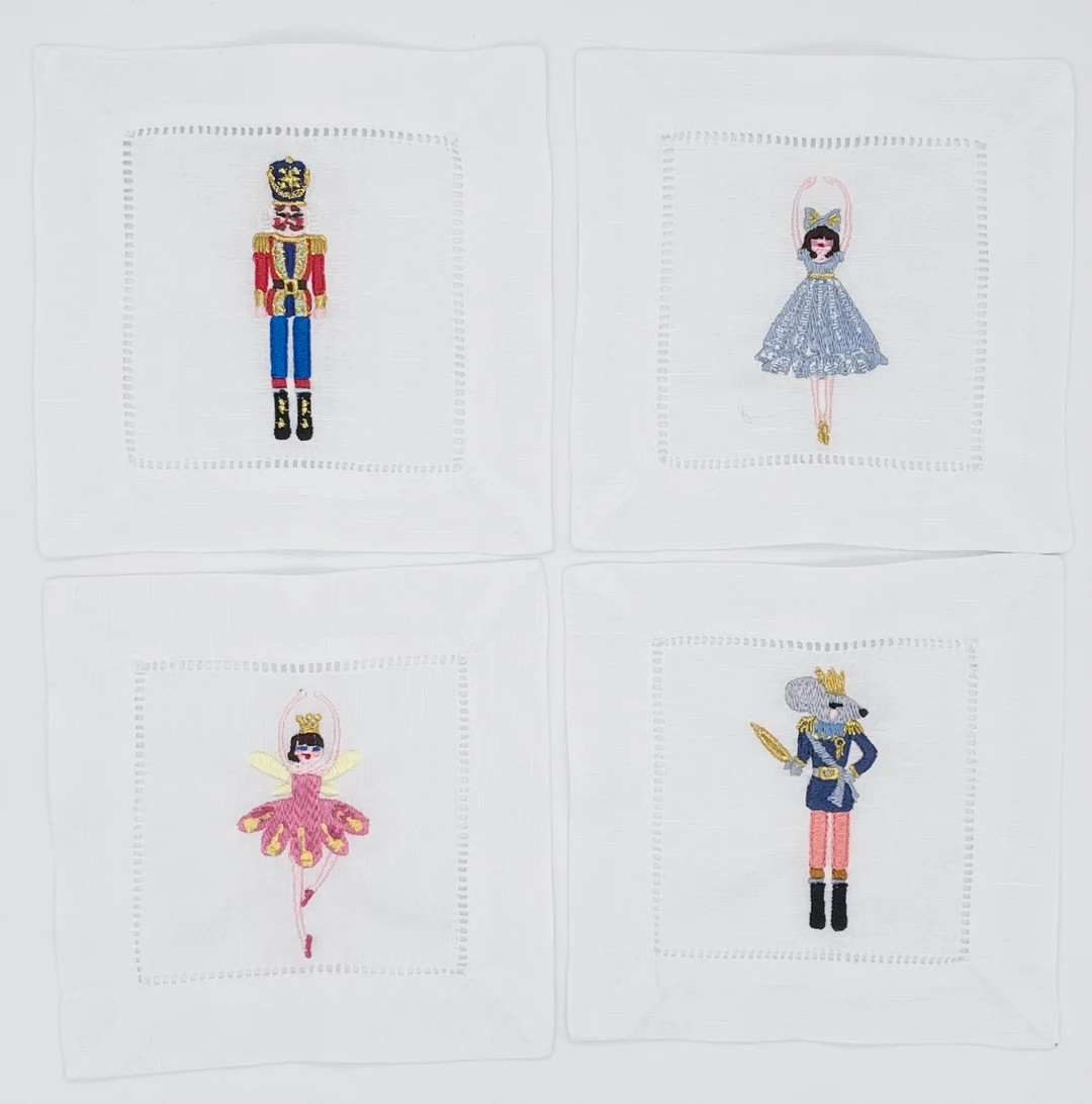 Nutcracker Cocktail Napkins Italian Linen Cocktail Napkins - Etsy | Etsy (US)