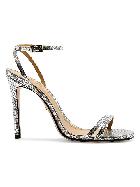 Schutz Altina Metallic Lizard-Embossed Leather Sandals | Saks Fifth Avenue