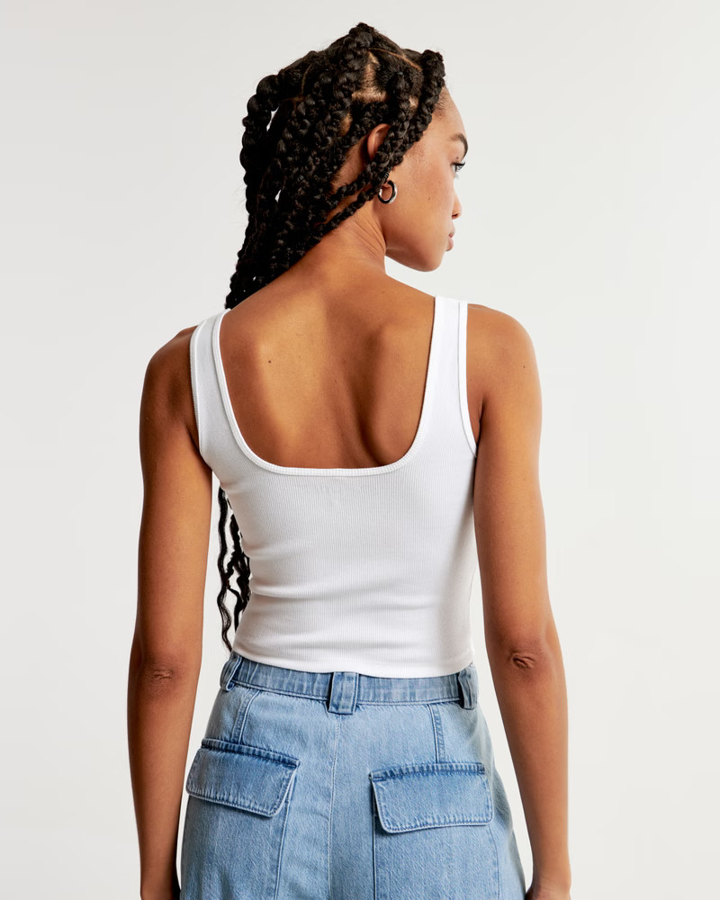 Cropped Squareneck Rib Tank | Abercrombie & Fitch (US)