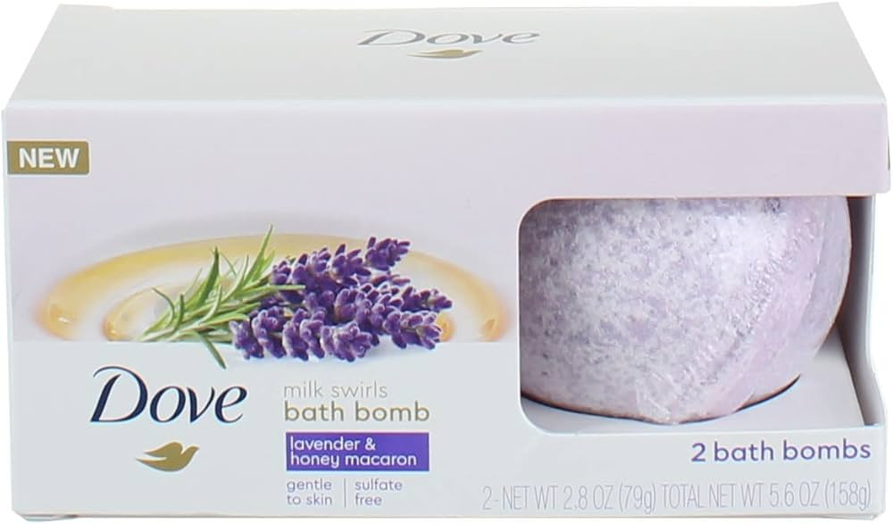 Dove Bath Bomb Milk Swirls Lavender & Honey Macaroon, 2 Pieces, Total Weight 5.6 oz | Amazon (US)