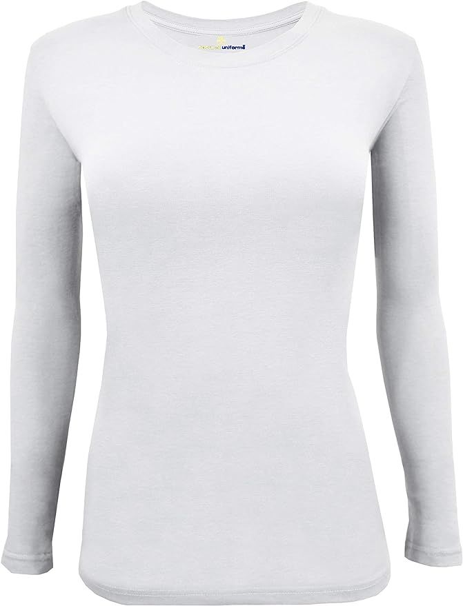 Natural Uniforms Women's Under Scrub Tee Crew Neck Long Sleeve T-Shirt | Amazon (US)