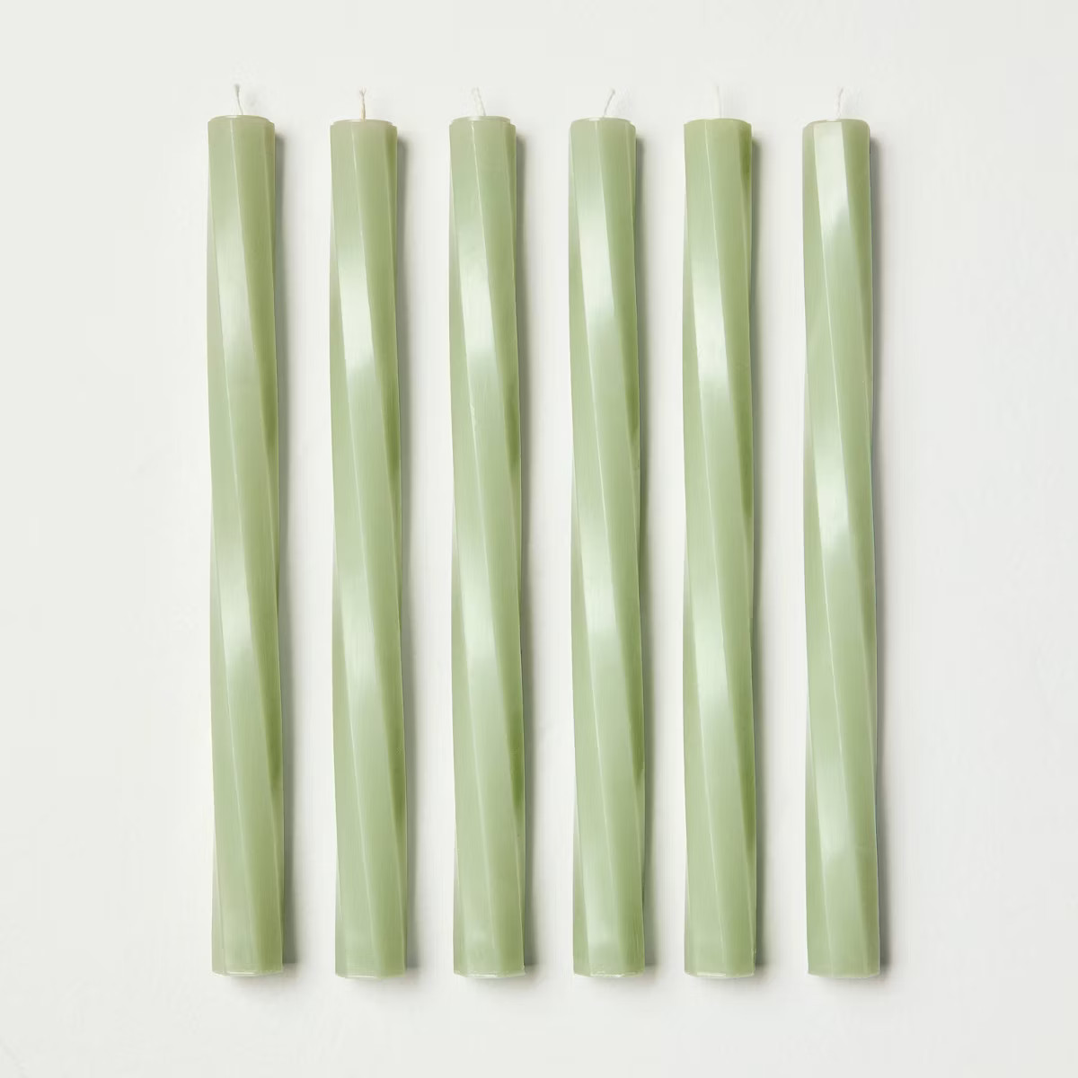 6pk 10" Soft Twist Unscented Taper Candles Pastel Sage - Hearth & Hand™ with Magnolia | Target