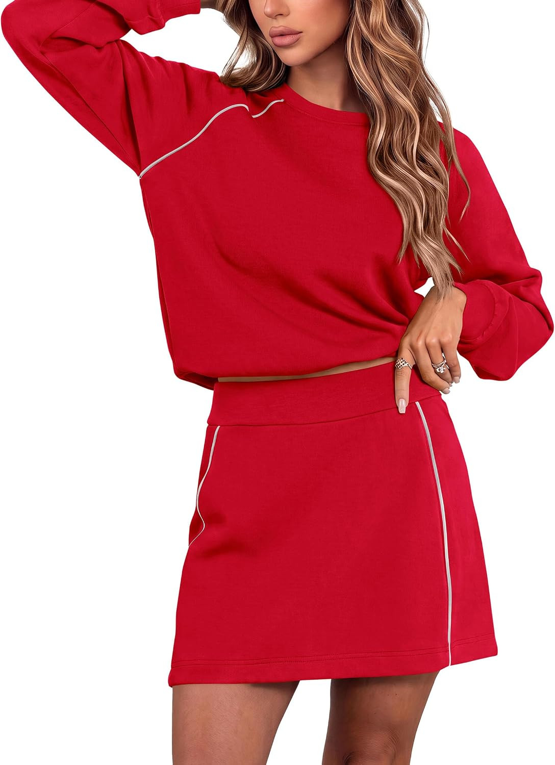 PRETTYGARDEN Women's Two Piece Airport Outfits Matching Skirt Sets | Amazon (US)