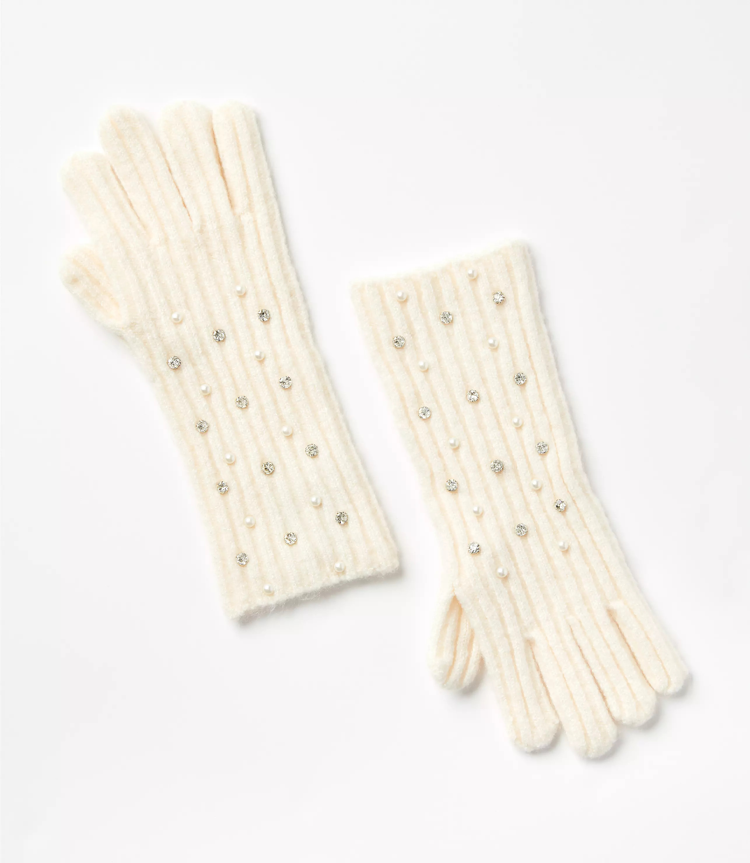 Pearlized Sparkle Ribbed Gloves | LOFT