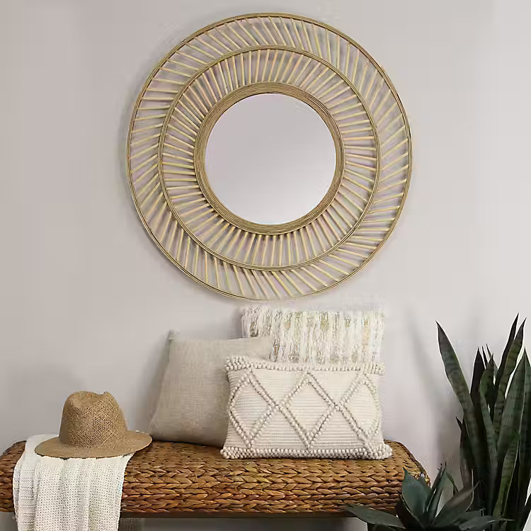 Round Double Frame Rattan Mirror | Kirkland's Home