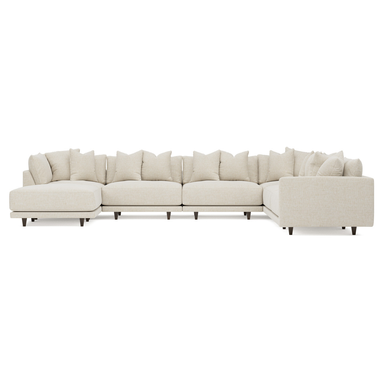 Toulouse Vanilla Modular 7-Piece Corner Sectional With Ottoman - Left End - 166 | Kathy Kuo Home