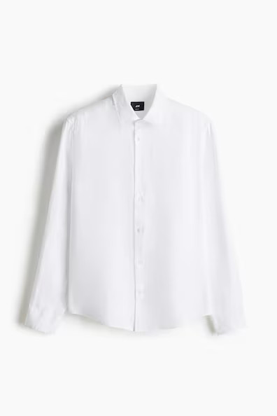 H & M - Slim Fit Linen Shirt - White | H&M (US + CA)