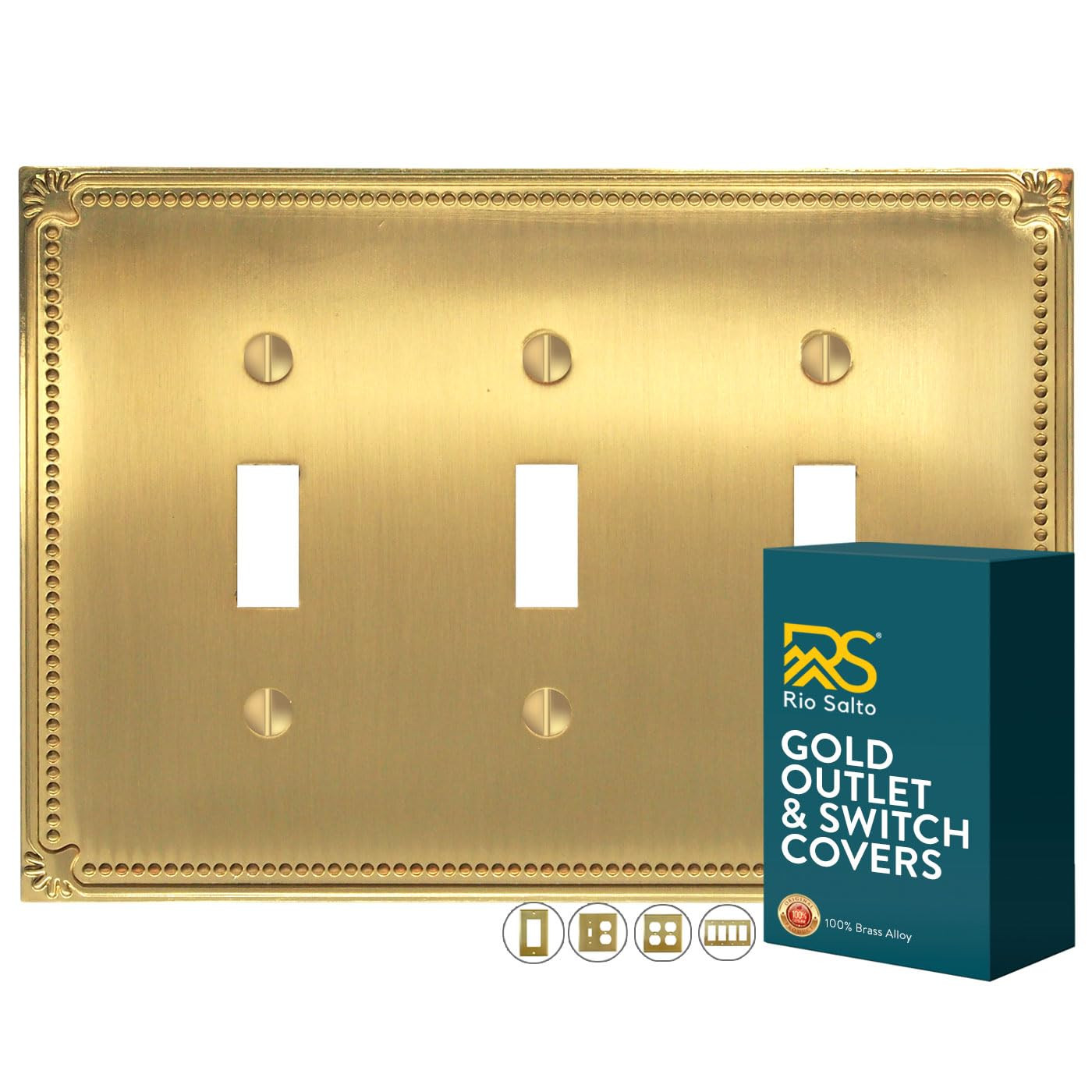 Rio Salto Sunken Pearls Triple Toggle Light Switch Metal Wall Plate 3-Gang Toggle Wallplate Cover... | Amazon (US)