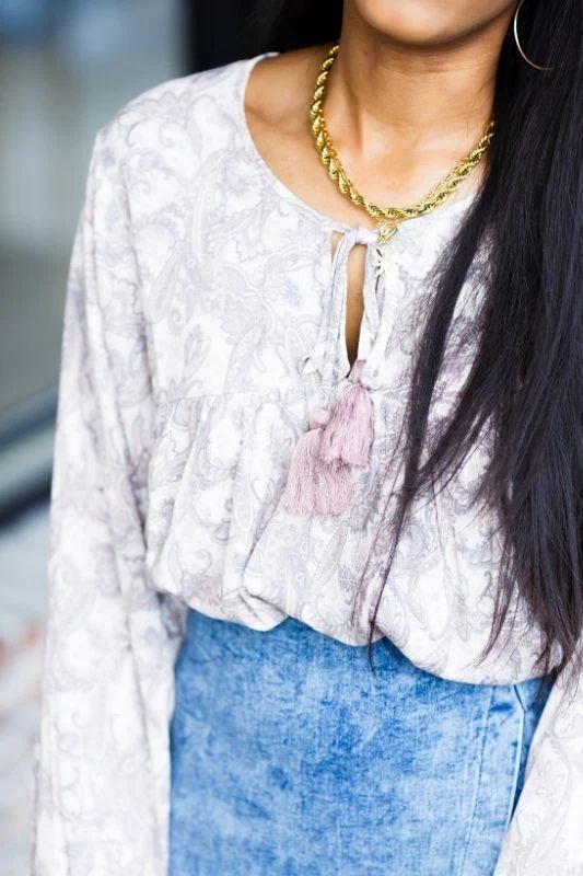 Paisley Tassel Shirt - Mauve | Alexa Reece Boutique