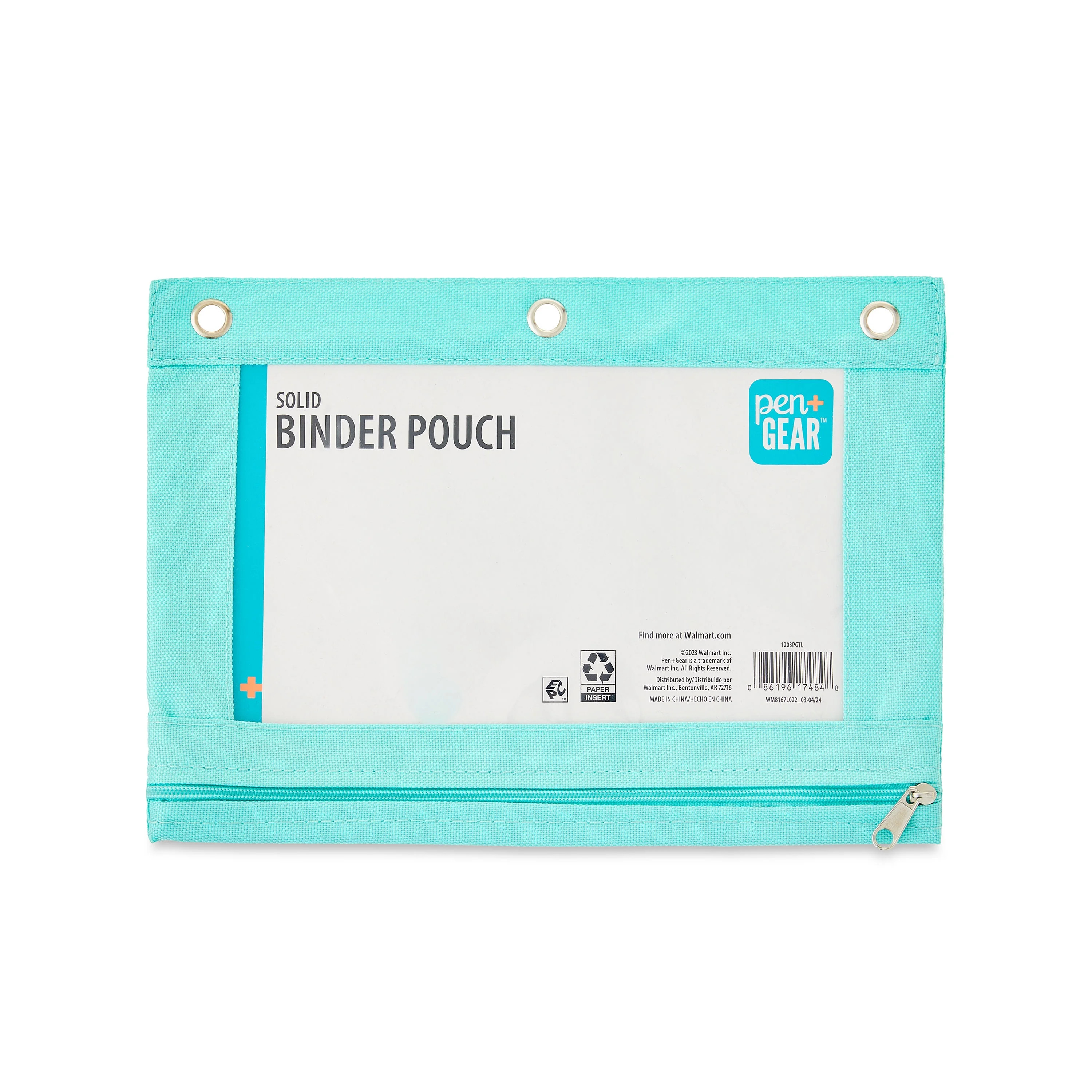 Pen+Gear Solid Polyester Binder Pouch Pencil Case, Teal, 10.25" x 7.25" | Walmart (US)